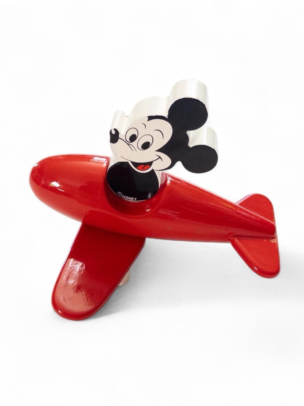 Vintage Vilac Disney Mickey Mouse Wooden Airplane Toy Red Plane France